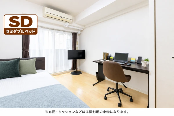 【大阪メトロ 江坂 徒歩5分】SステイEL江坂江の木町|Wi-Fiレンタル可|オートロック付き分譲マンション|ペット可|1K・セミダブルベッドの物件画像