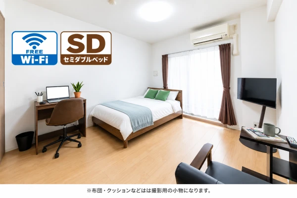 【大阪メトロ 西長堀 徒歩7分】SステイAS阿波座 BLUE EARTH|Wi-Fi無料・オートロック付き分譲マンション|ペット可|1K・セミダブルベッドの物件画像