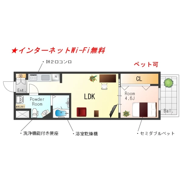 大阪府大阪市中央区高津１丁目3-8 間取図
