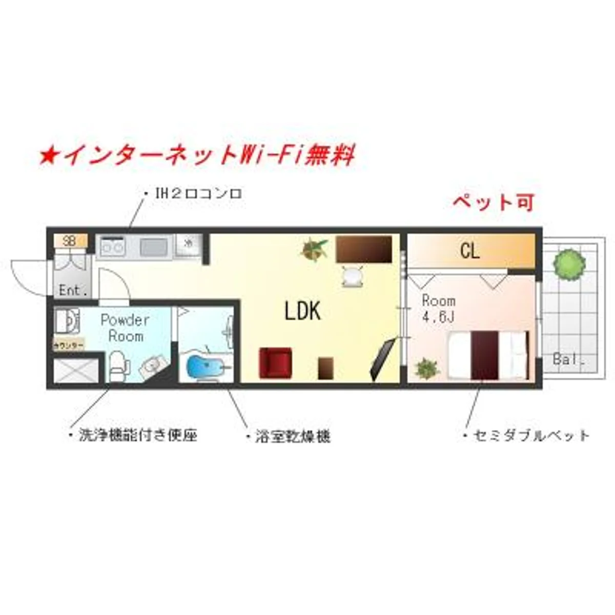 大阪府大阪市中央区高津１丁目 間取図