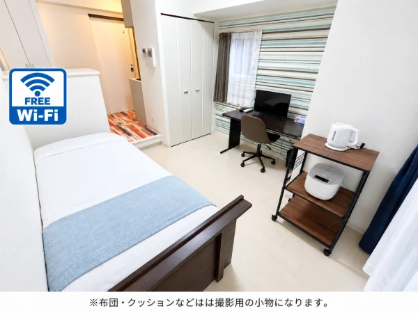 【大阪メトロ 北浜 徒歩5分】Sステイ北浜アクアプレイス|Wi-Fi無料・オートロック付き分譲マンション|1K・シングルベッドの物件画像