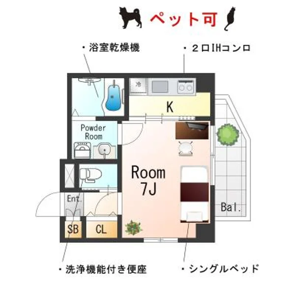 大阪府大阪市天王寺区大道３丁目3-6 間取図