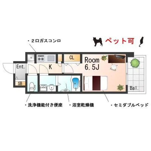 大阪府大阪市西区新町2丁目14-16 間取図