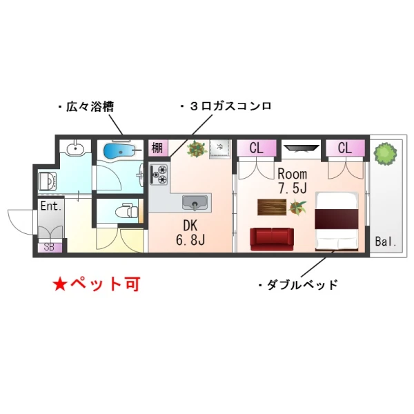 大阪府堺市堺区栄橋町1丁2-15 間取図