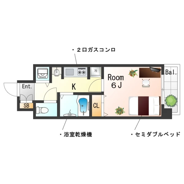 大阪府大阪市此花区西九条3丁目15-20 間取図