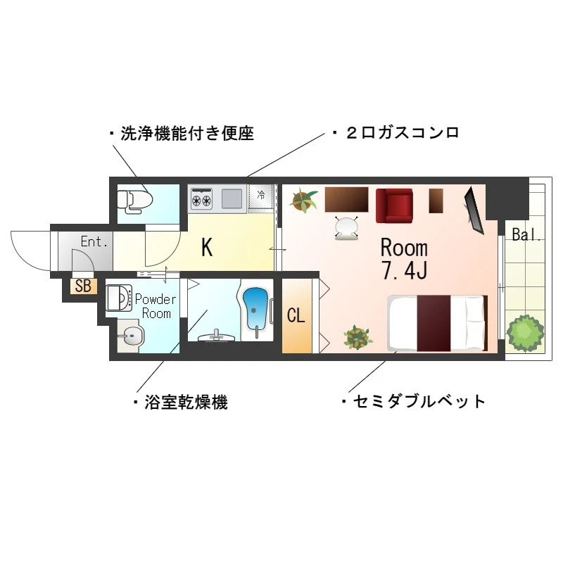 大阪府大阪市天王寺区伶人町 間取図