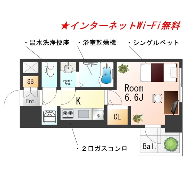 大阪府大阪市中央区農人橋2丁目4-10 間取図