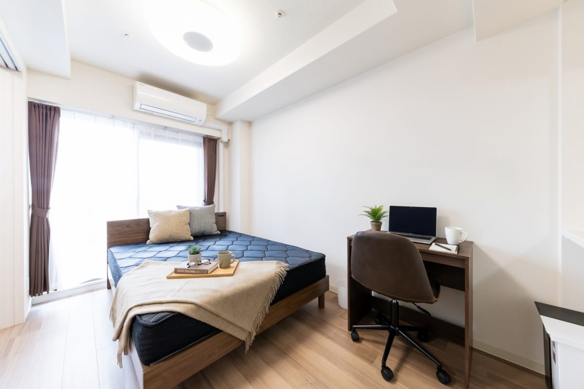 ★SステイPS新大阪ジェイズ【禁煙ルーム・1LDK・Wi-Fi無料・ダブルベッド】★独立洗面台・浴室乾燥機・温水洗浄便座・ガス2口カウンターKなど設備充実★