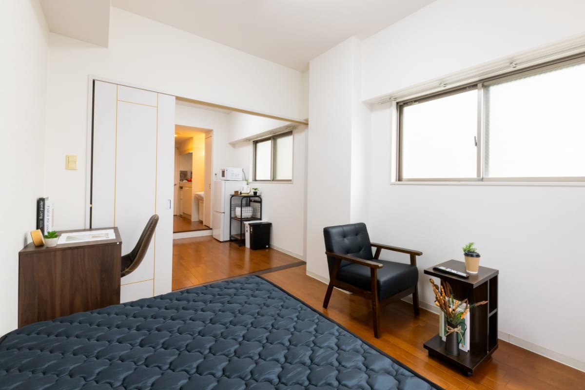 ★SステイEL天満橋【禁煙ルーム・１DK・ダブルベッド】★インターネットWi-Fiレンタル可★独立洗面台・ガスキッチン・オートロック★分譲マンション★