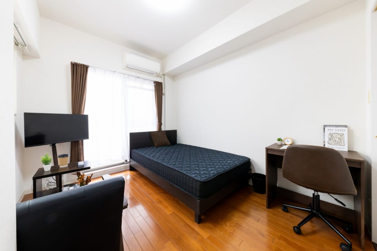 ★SステイEL天満橋【禁煙ルーム・１DK・ダブルベッド】★インターネットWi-Fiレンタル可★独立洗面台・ガスキッチン・オートロック★分譲マンション★