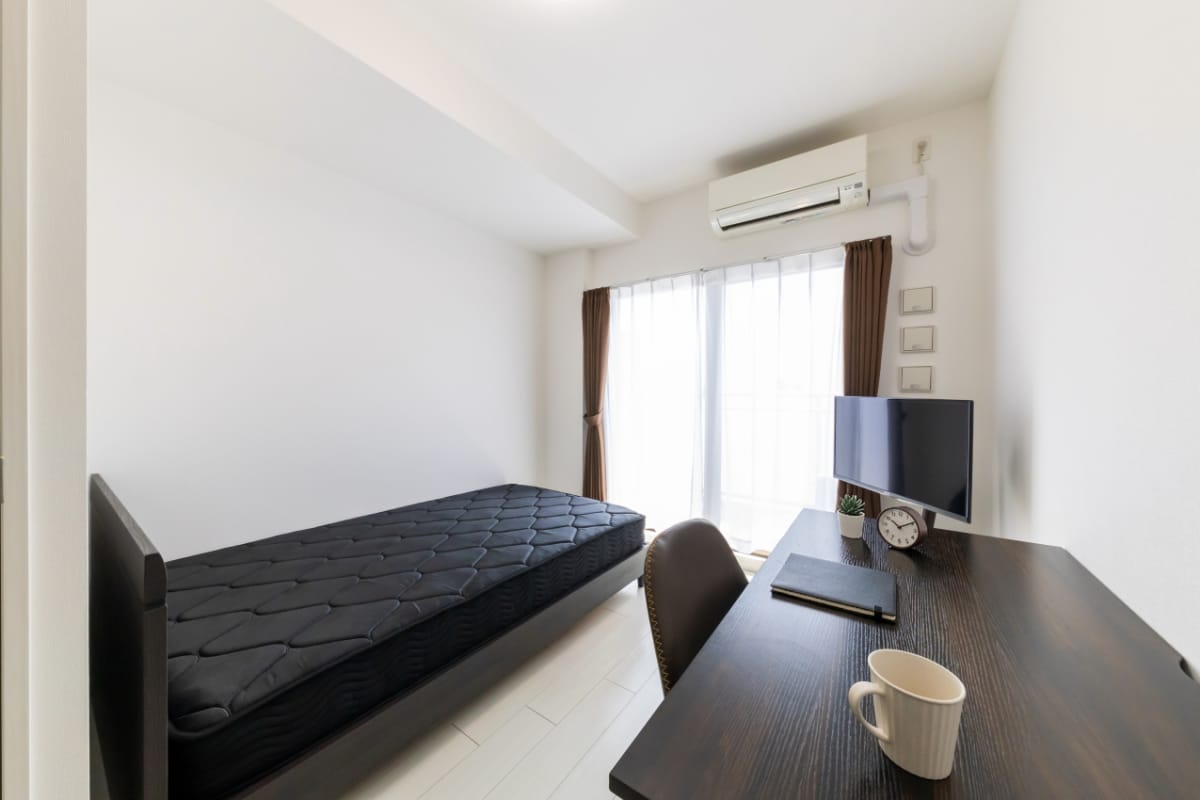 SステイEL難波レジデンス【禁煙ルーム・1K・Wi-Fi無料・セミダブルベッド】★ペット可・ウォシュレット・浴室乾 燥機・独立洗面台・ガス2口Kなど設備充実★