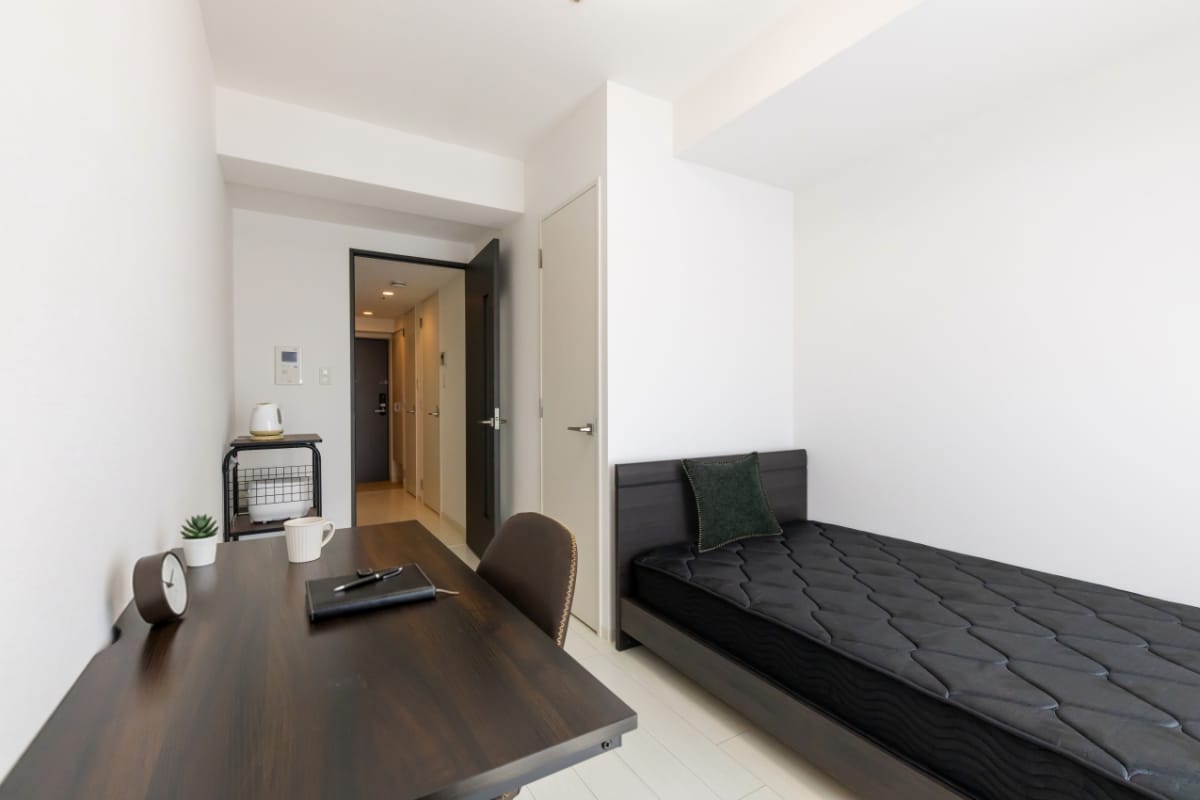 SステイEL難波レジデンス【禁煙ルーム・1K・Wi-Fi無料・セミダブルベッド】★ペット可・ウォシュレット・浴室乾 燥機・独立洗面台・ガス2口Kなど設備充実★