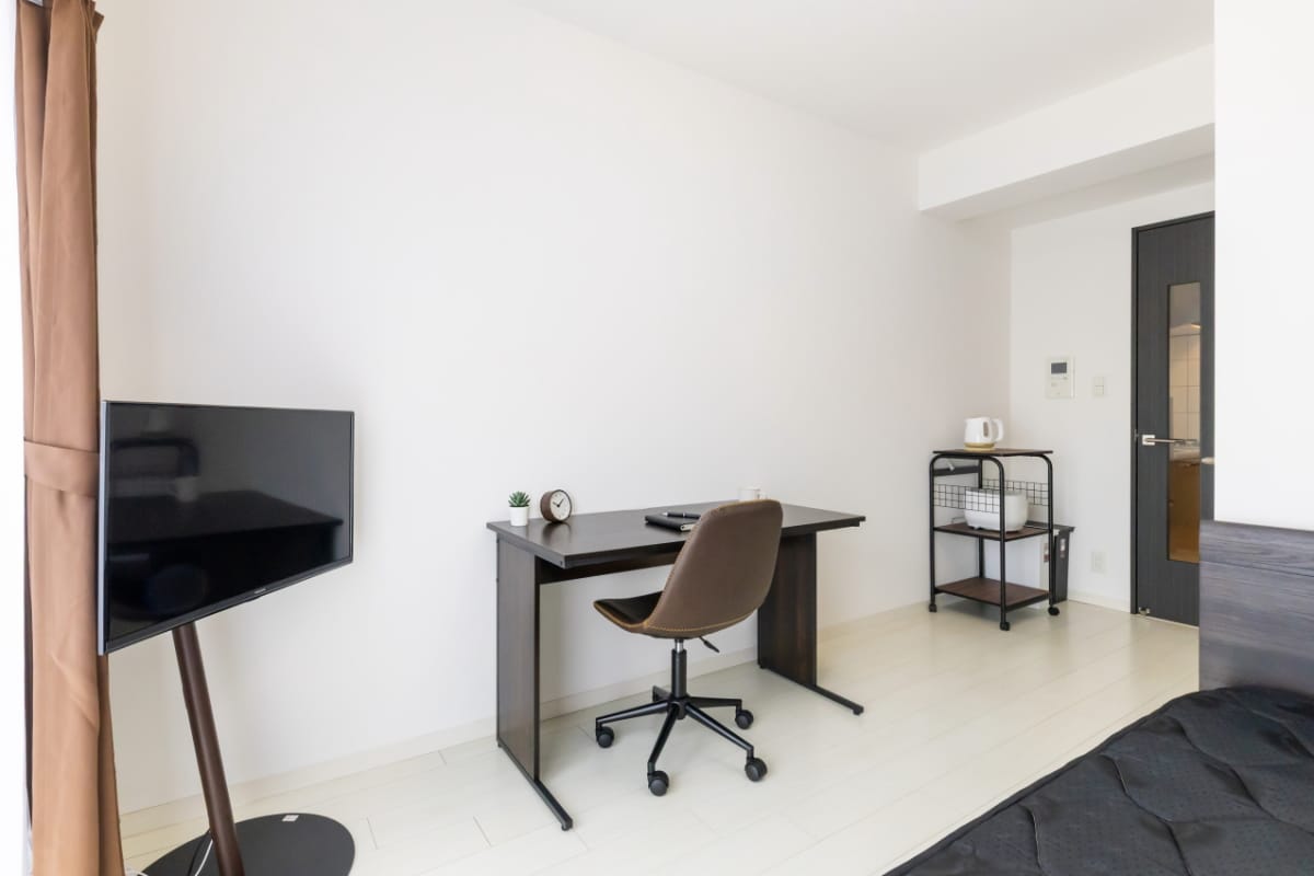 SステイEL難波レジデンス【禁煙ルーム・1K・Wi-Fi無料・セミダブルベッド】★ペット可・ウォシュレット・浴室乾 燥機・独立洗面台・ガス2口Kなど設備充実★